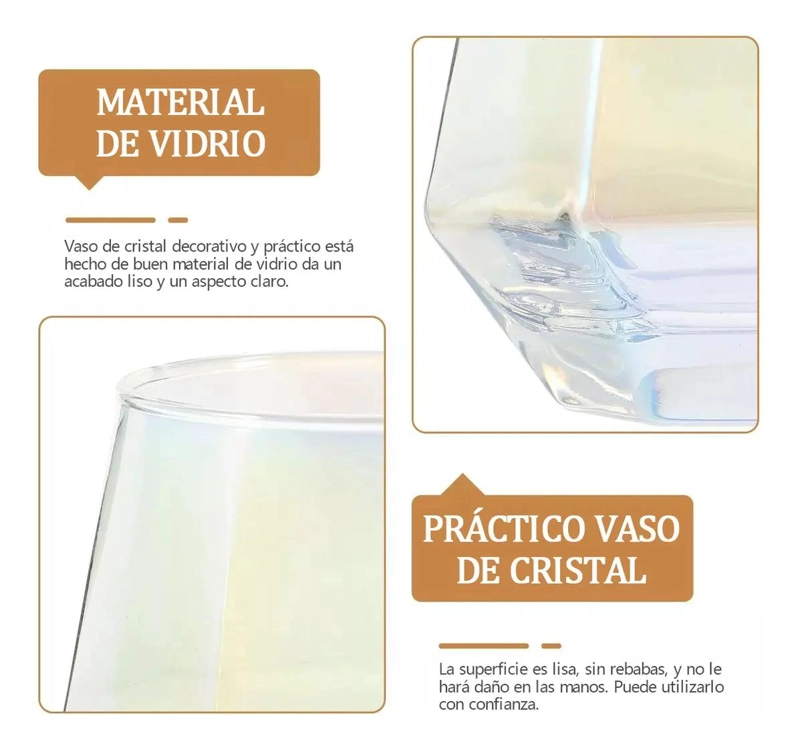 SET DE 2 VASOS DE CRISTAL HEXAGONALES PARA BEBIDAS 300ML - 5