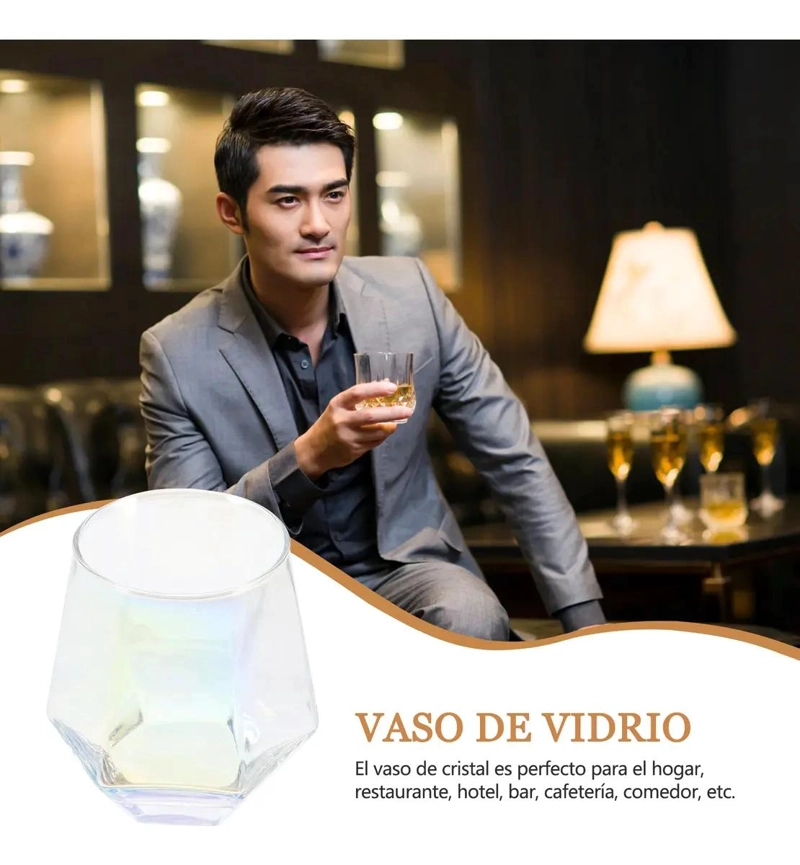 SET DE 2 VASOS DE CRISTAL HEXAGONALES PARA BEBIDAS 300ML - 6