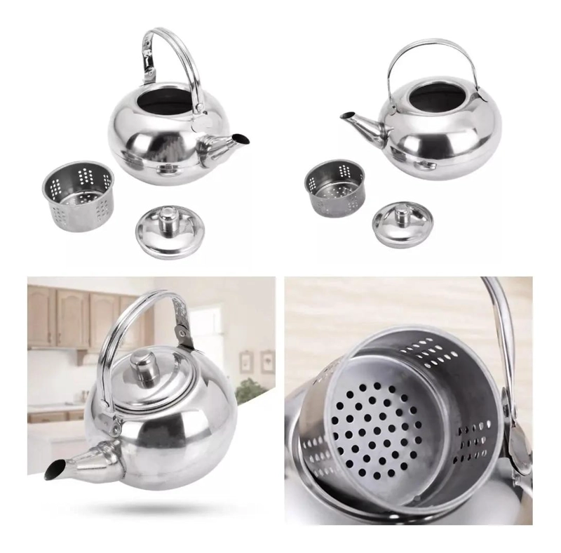 TETERA DE ACERO INOXIDABLE CON TAPA Y INFUSOR PARA TE - 2