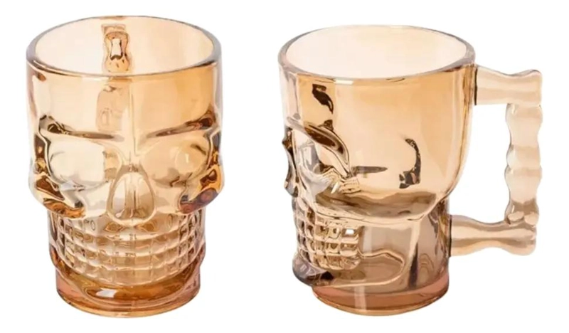 PACK DE 2 VASOS CERVECEROS CALAVERA DE VIDRIO 500ML - 1