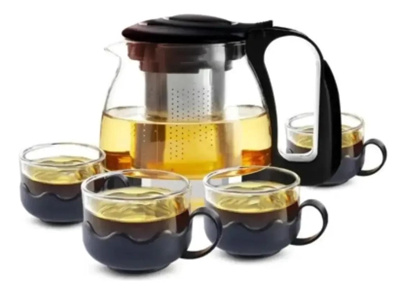 SET DE TETERA DE VIDRIO CON FILTRO Y 4 TAZAS PARA TE - 2