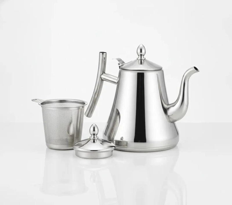 TETERA DE ACERO INOXIDABLE CON INFUSOR CUELLO CISNE 1 LITRO - 2