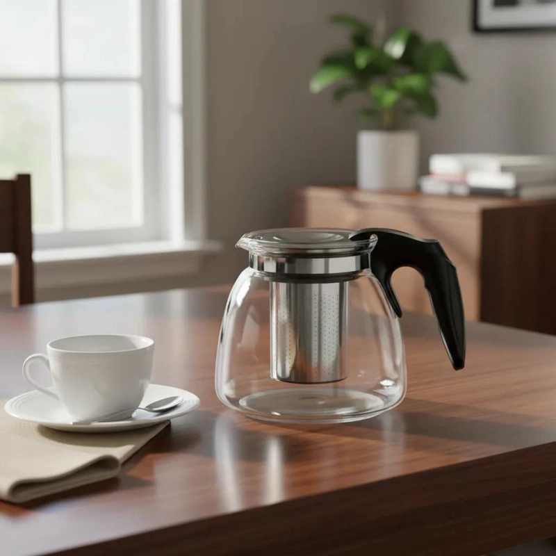 JARRA DE VIDRIO CON FILTRO DE ALUMINIO PARA INFUSIONES 900ML - 1