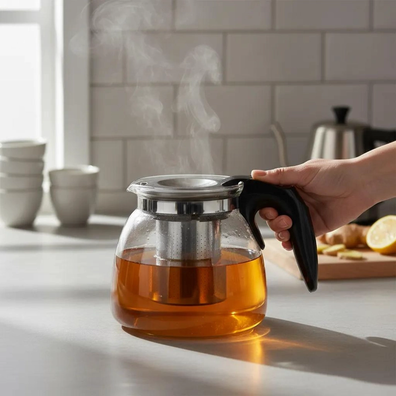 JARRA DE VIDRIO CON FILTRO DE ALUMINIO PARA INFUSIONES 900ML - 2