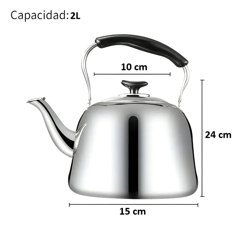 TETERA DE ACERO INOXIDABLE CON INFUSOR Y CAPACIDAD DE 2 LITROS - 3