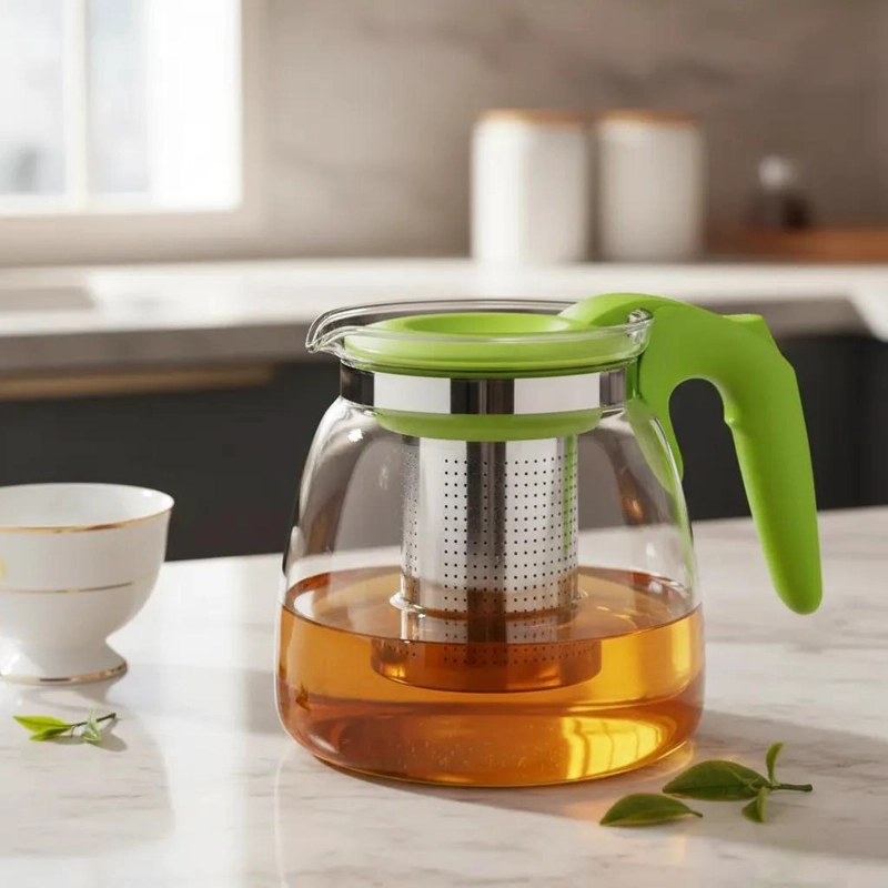 TETERA DE VIDRIO CON FILTRO METALICO PARA INFUSIONES 1500ML - 2