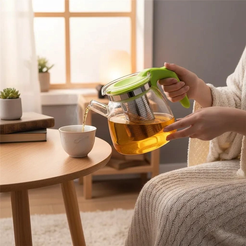 TETERA DE VIDRIO CON FILTRO METALICO PARA INFUSIONES 1500ML - 3