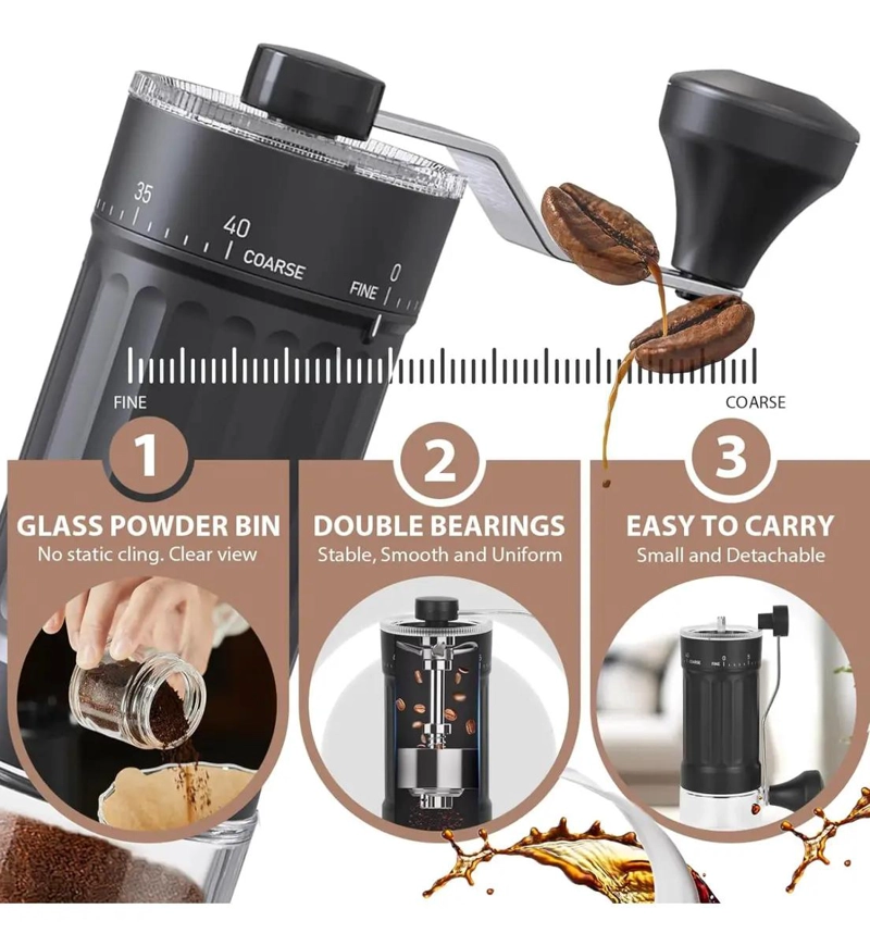 CAFETERA PORTATIL CON MANIVELA Y AJUSTE DE MOLIENDA PARA USO DOME STICO - 9