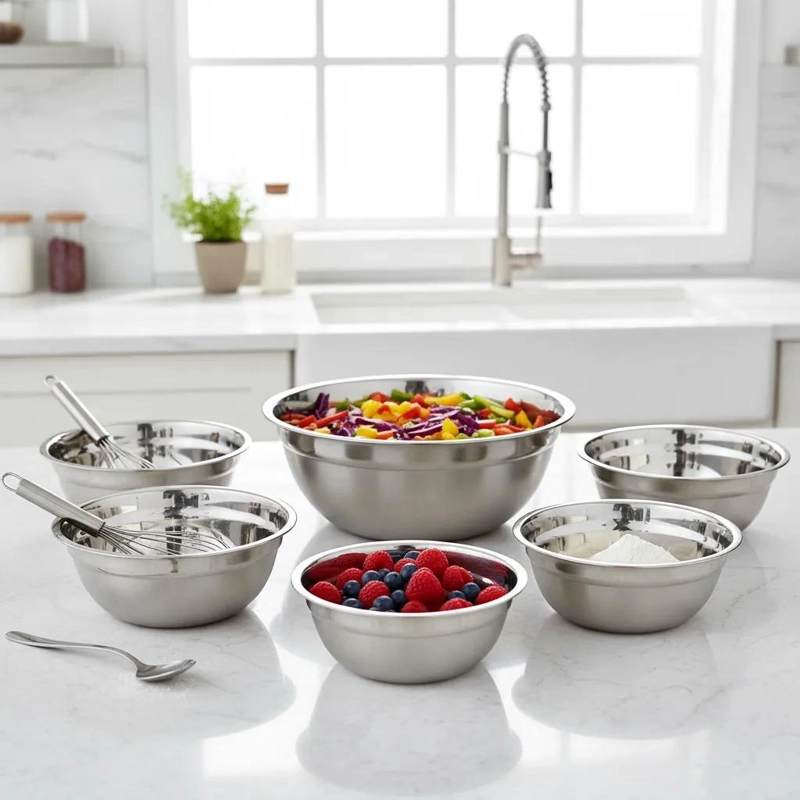 SET DE 6 BOWLS DE ACERO INOXIDABLE PARA COCINA Y REPOSTERIA - 1
