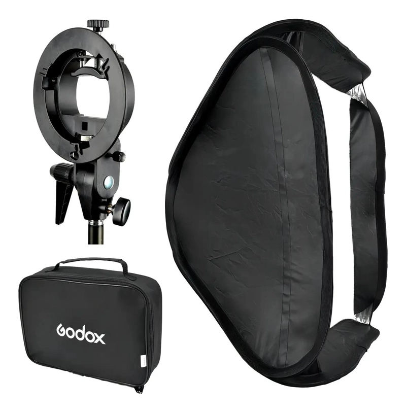SOPORTE DE FLASH CON SOFTBOX PLEGABLE DE 60X60 CM - 1
