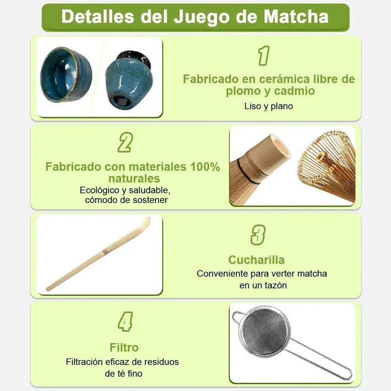 SET COMPLETO DE TE  MATCHA CON UTENSILIOS DE BAMBU - 3