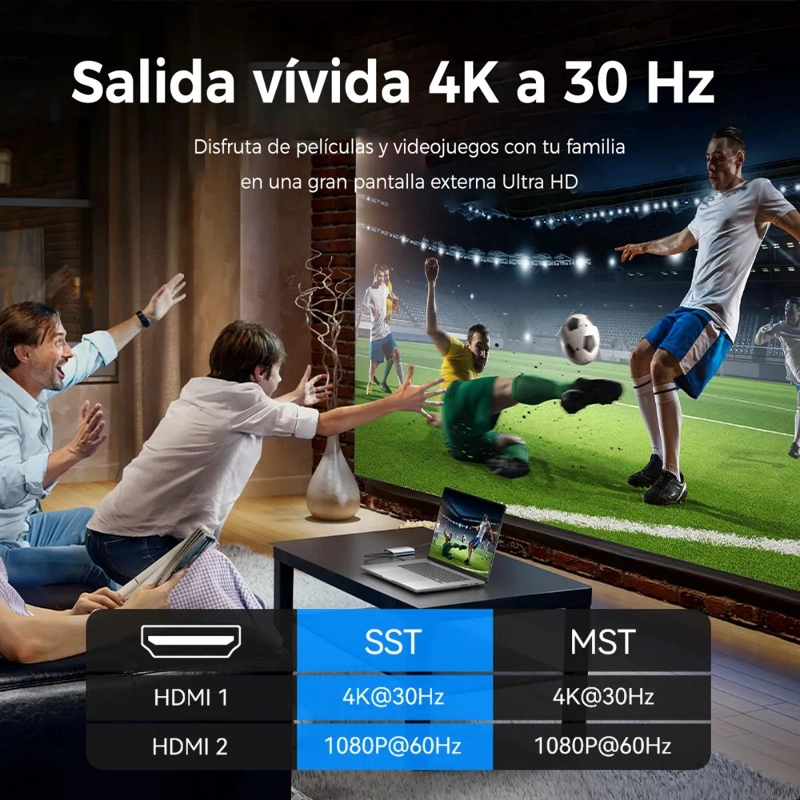 ADAPTADOR USB-C A DUAL HDMI MST 4K 60HZ PARA DOBLE MONITOR - 4