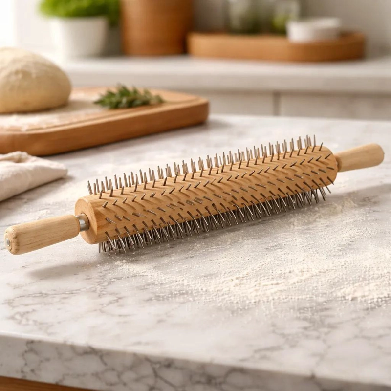 PICADOR DE MASA DE MADERA CON RODAMIENTO DE 40 CM PARA COCINA - 1