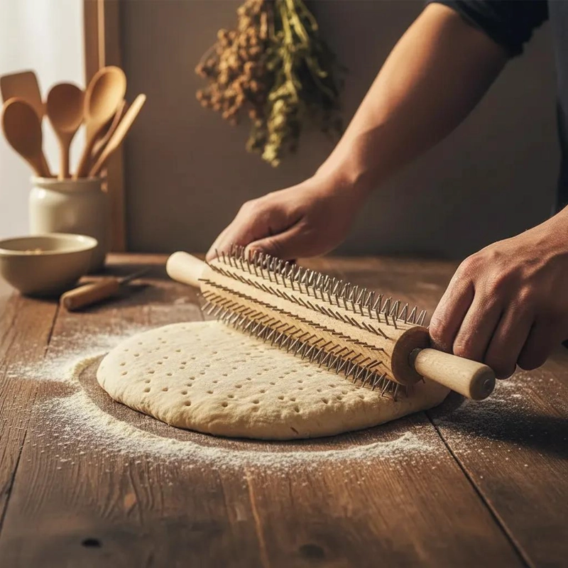 PICADOR DE MASA DE MADERA CON RODAMIENTO DE 40 CM PARA COCINA - 2