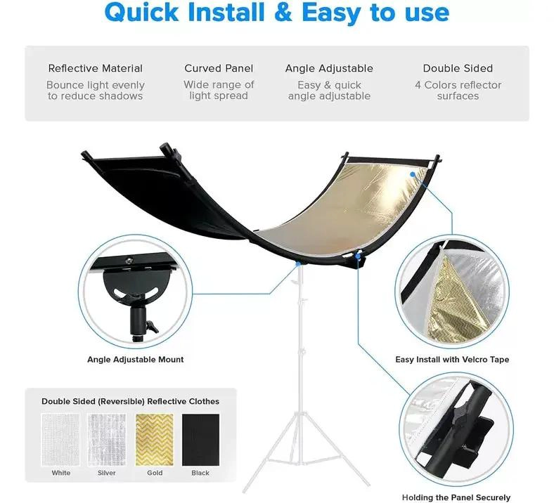 PANTALLA REFLECTORA CURVA 4 EN 1 DE 110 CM PARA FOTOGRAFIA - 2