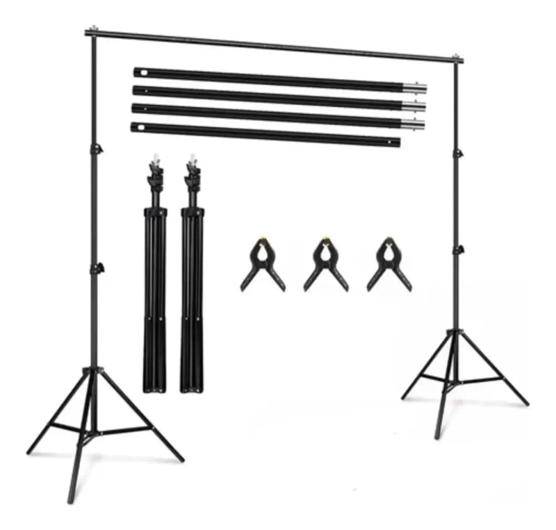KIT DE PORTA TELON 2X3M CON TELAS BLANCA, NEGRA Y VERDE - 3