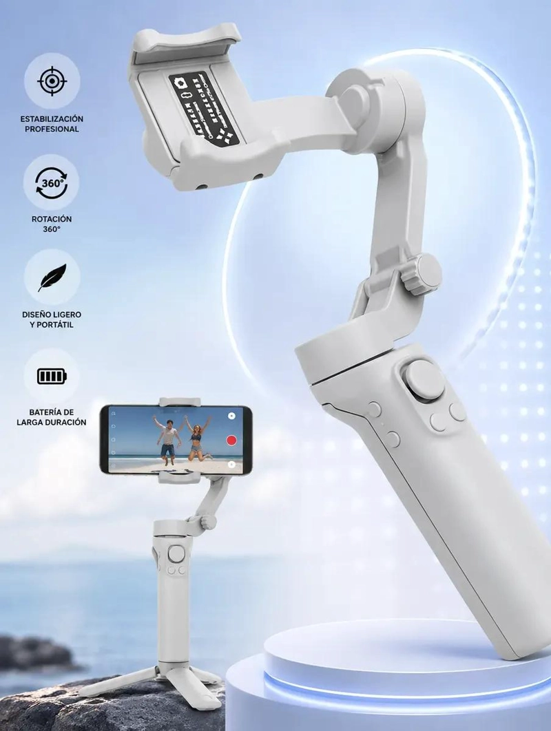 ESTABILIZADOR GIMBAL 3 EJES PARA CELULARES CON TRIPODE - 5