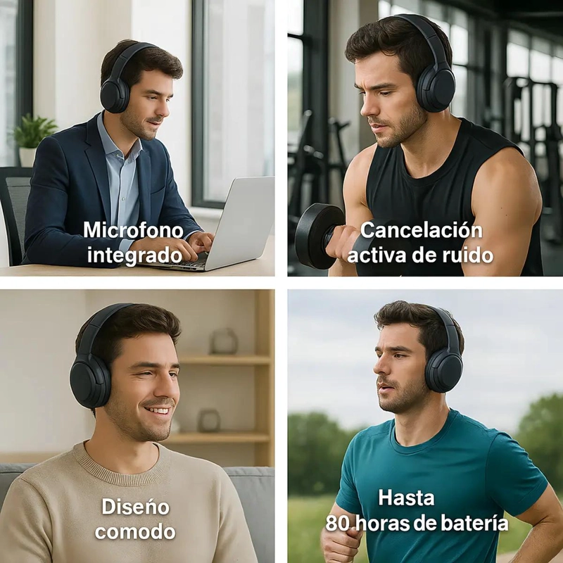 AURICULARES BLUETOOTH INALAMBRICOS CON MICROFONO Y ANC - 3