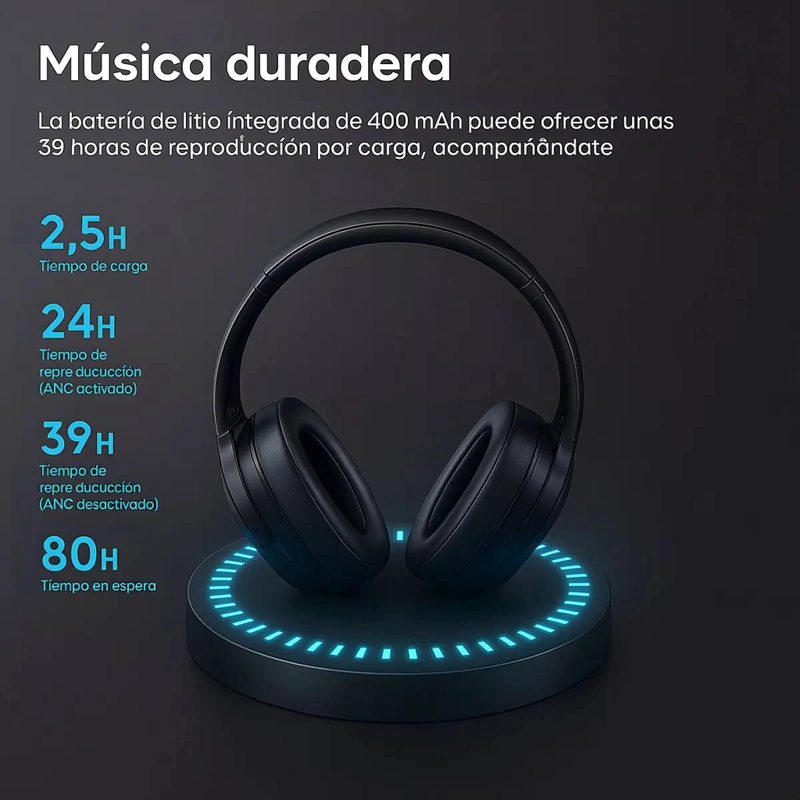 AURICULARES BLUETOOTH INALAMBRICOS CON MICROFONO Y ANC - 4
