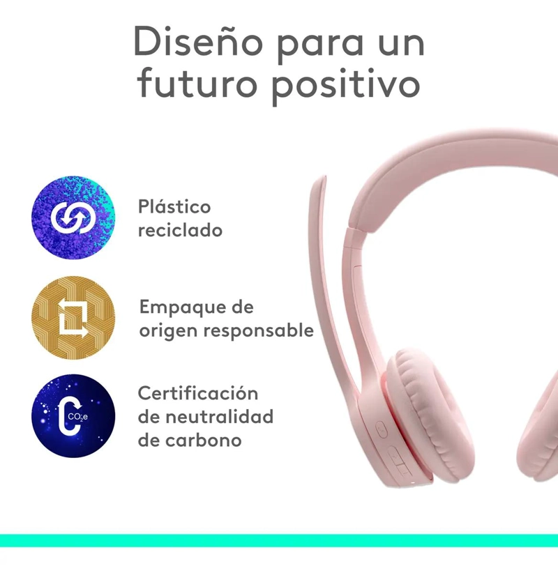 AURICULARES INALAMBRICOS CON MICROFONO ROSA PARA TRABAJO Y OCIO - 6