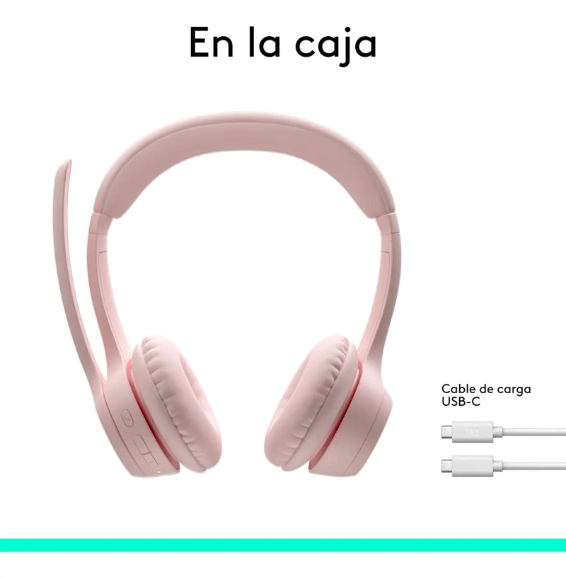 AURICULARES INALAMBRICOS CON MICROFONO ROSA PARA TRABAJO Y OCIO - 9