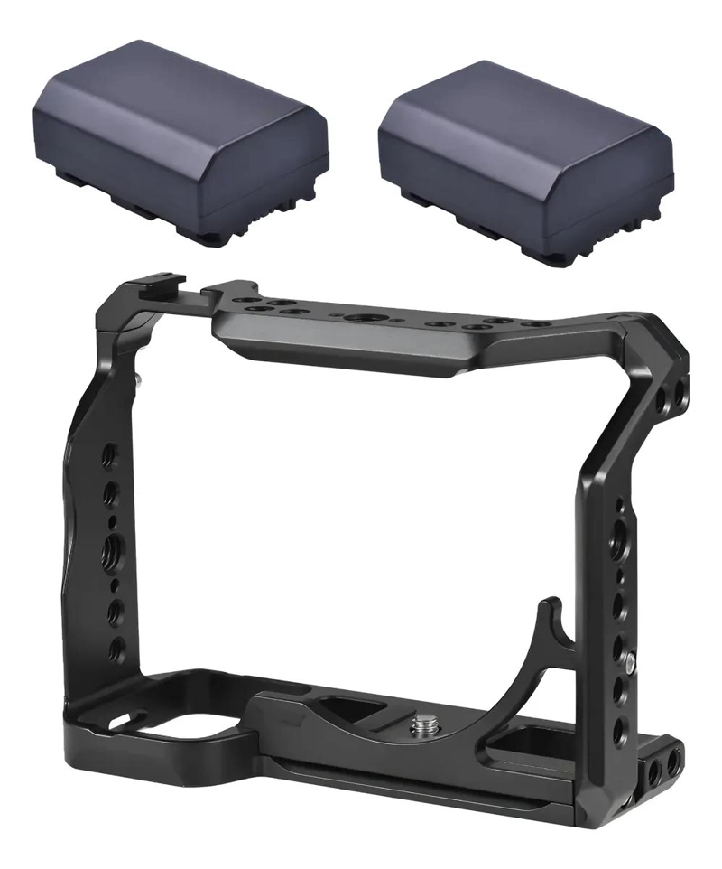 JAULA METALICA PARA CAMARA SONY A7IV CON 2 BATERIAS - 1
