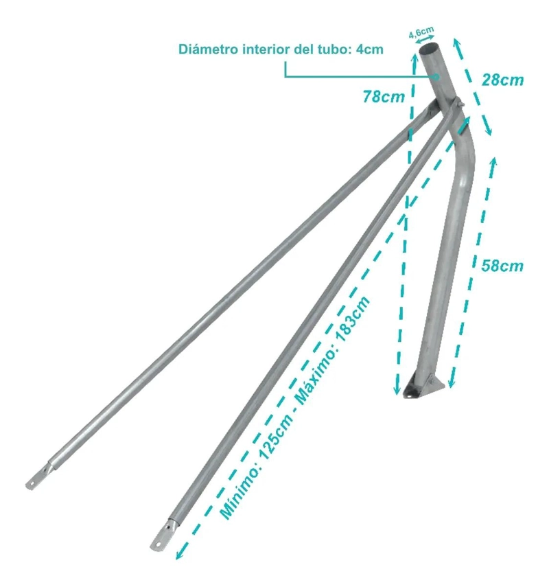 SOPORTE TRIPODE ZINCADO PINTADO UV 80CM PARA ESTABILIDAD - 2
