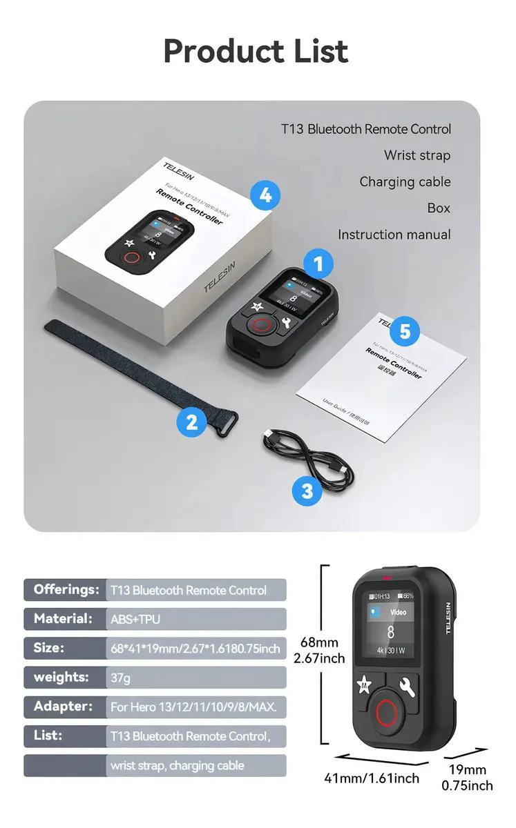 CONTROL REMOTO INTELIGENTE PARA CAMARAS GOPRO CON PANTALLA HD - 10