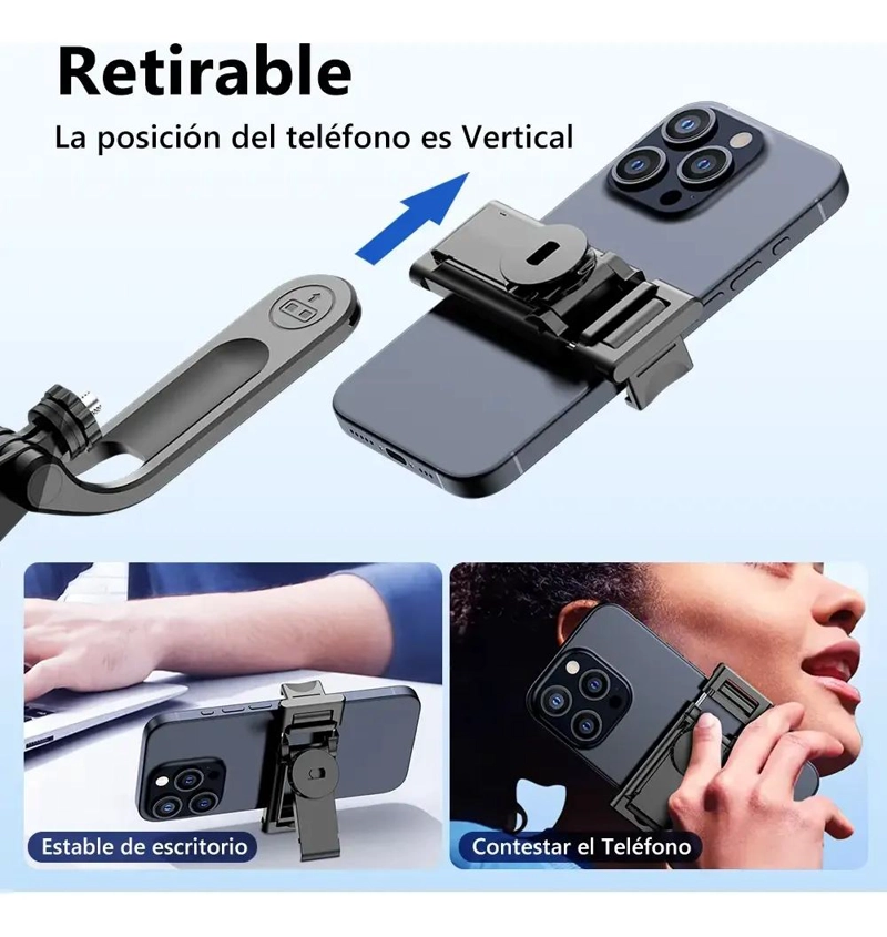 ESTABILIZADOR DE TRIPODE PARA SELFIES 3 EN 1 CON SEGUIMIENTO 1.8M - 3