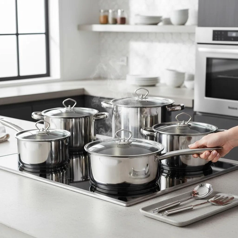 BATERIA DE COCINA ACERO INOXIDABLE 15 PIEZAS - 5
