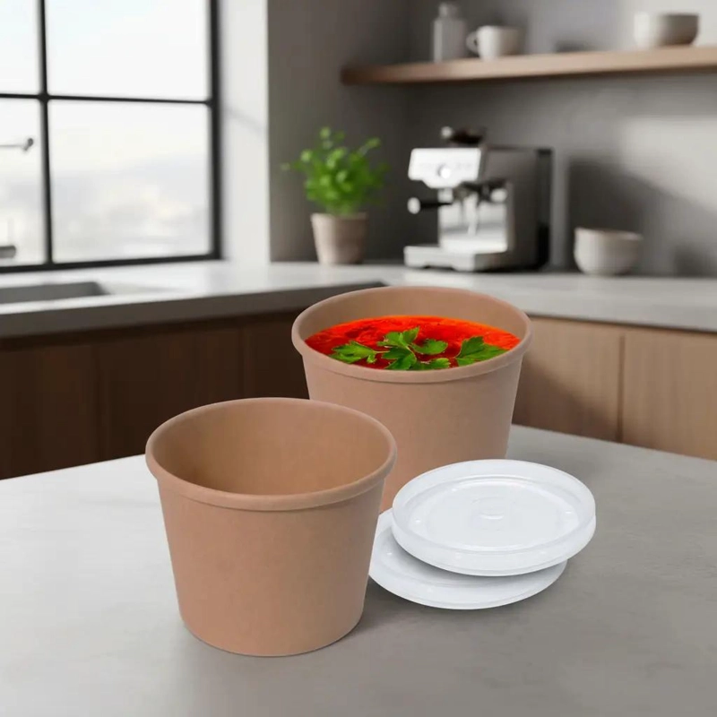 POTE RECIPIENTE KRAFT 20OZ CON TAPA PLASTICA 30 UNIDADES - 1