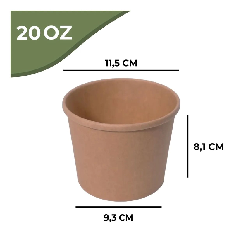 POTE RECIPIENTE KRAFT 20OZ CON TAPA PLASTICA 30 UNIDADES - 2