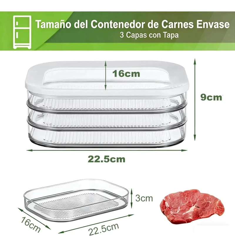 SET DE CAJAS DE ALMACENAMIENTO DE ALIMENTOS EN TRES CAPAS - 6