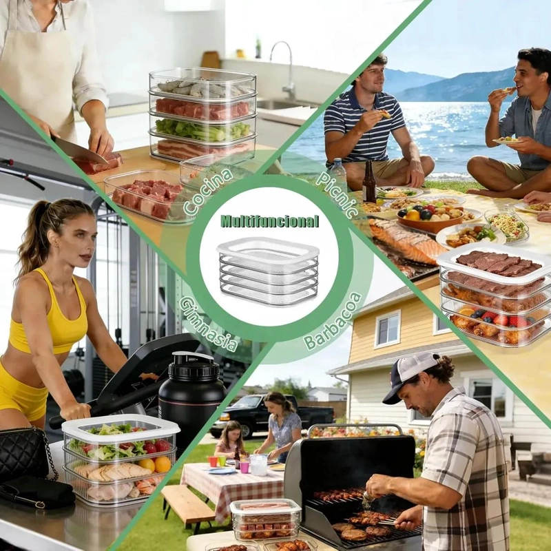 SET DE CAJAS DE ALMACENAMIENTO DE ALIMENTOS EN TRES CAPAS - 9
