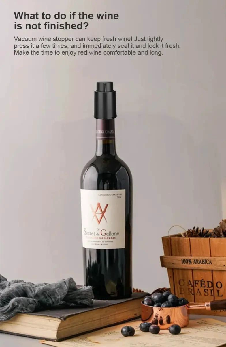 TAPON DE VINO AL VACIO CON BOMBA DE SUCCION - 3
