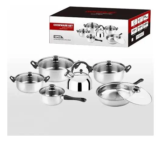 JUEGO DE OLLAS DE ACERO INOXIDABLE 12 PIEZAS PARA COCINA - 3