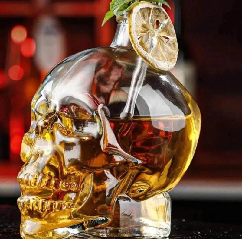 PACK DE 12 BOTELLAS DE VIDRIO CON FORMA DE CALAVERA 100ML - 2