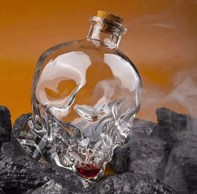 PACK DE 12 BOTELLAS DE VIDRIO CON FORMA DE CALAVERA 100ML - 6