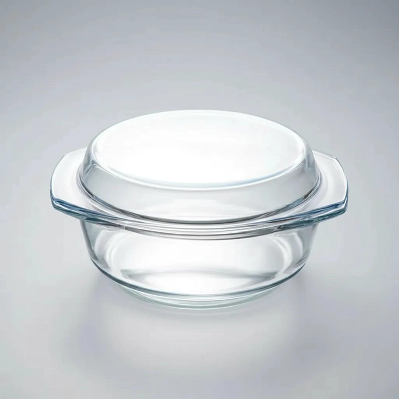 CACEROLA REDONDA DE VIDRIO 0.65L CON TAPA PARA HORNO - 10