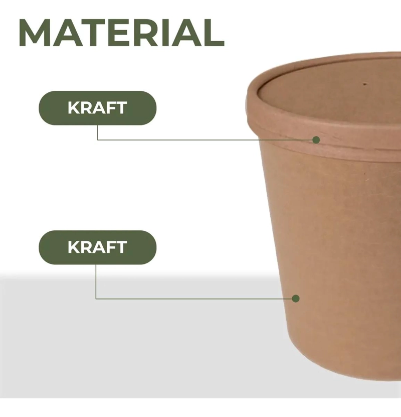 POTE CONTENEDOR KRAFT 32OZ CON TAPA CARTON 10 UNIDADES - 4