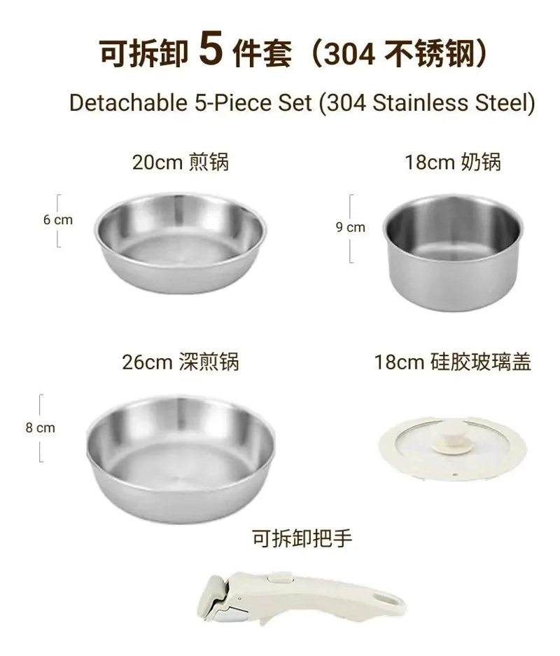JUEGO DE COCINA 5 PIEZAS ACERO INOXIDABLE COMPATIBLE CON INDUCCION - 2