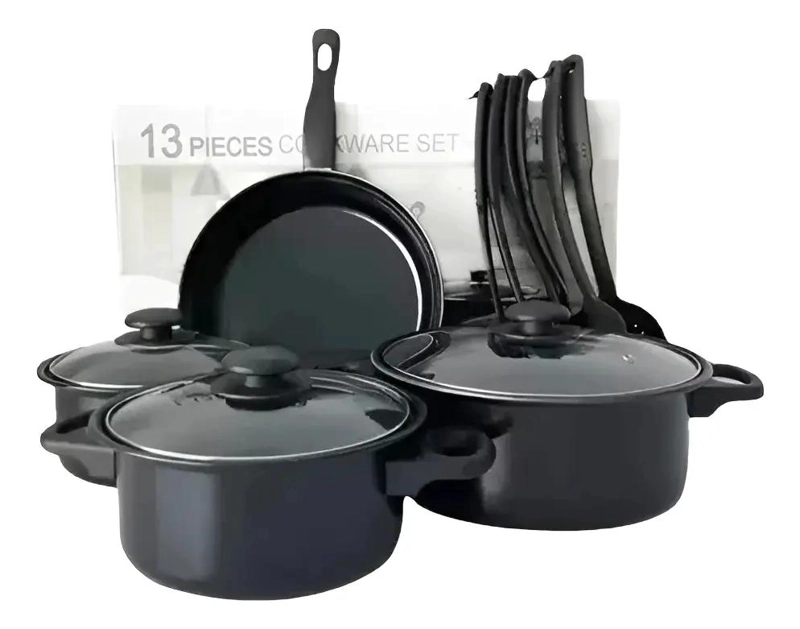 JUEGO DE OLLAS Y UTENSILIOS DE COCINA ANTIADHERENTE 13 PIEZAS - 1