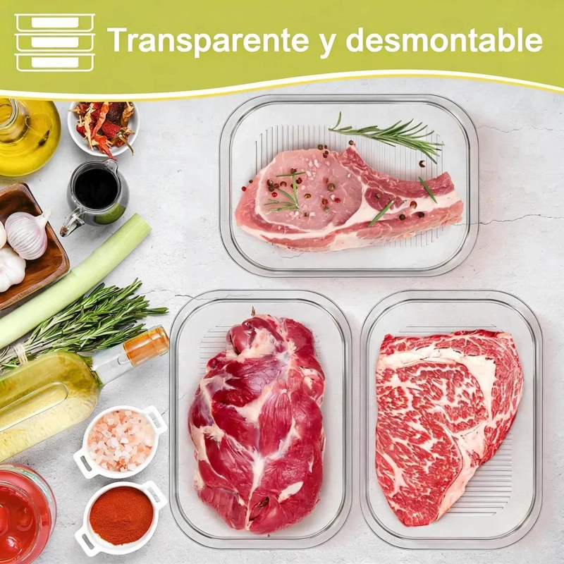 CAJA DE ALMACENAMIENTO PORTATIL CON 3 NIVELES PARA REFRIGERADOR - 3