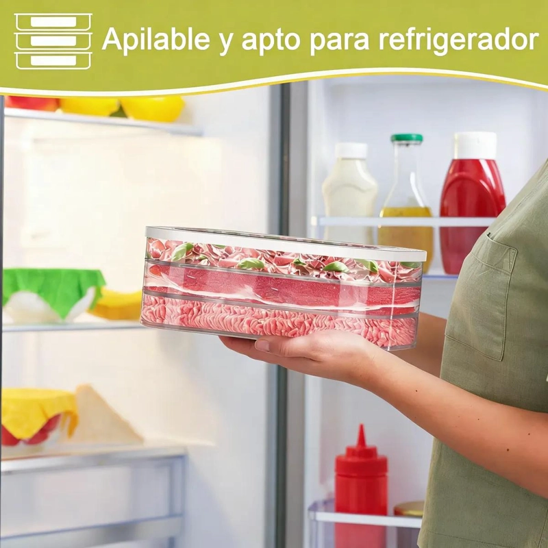 CAJA DE ALMACENAMIENTO PORTATIL CON 3 NIVELES PARA REFRIGERADOR - 4