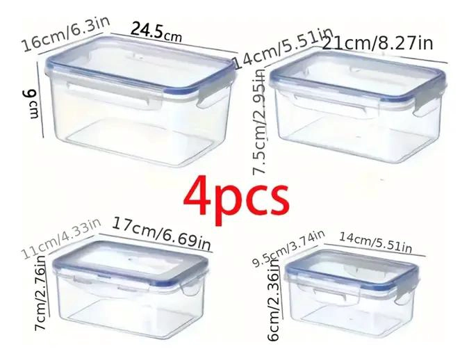 SET DE 4 TAPERS HERME TICOS DE PLASTICO PARA ALIMENTOS - 5