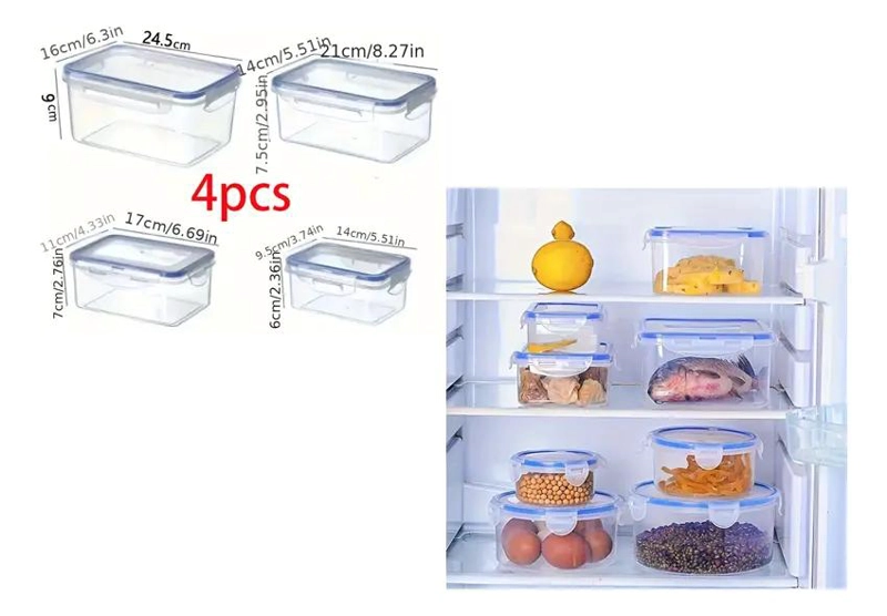 SET DE 4 TAPERS HERME TICOS DE PLASTICO PARA ALIMENTOS - 6