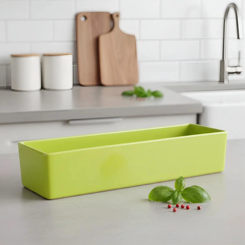RECIPIENTE RECTANGULAR DE MELAMINA VERDE LIMA 38X12X3.8 CM - 3
