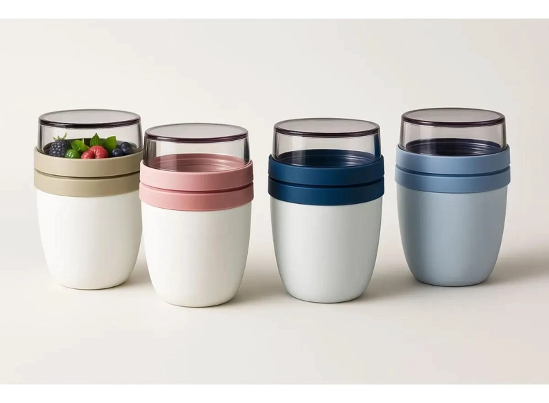 PACK DE 2 VASOS DE YOGURT CON CUCHARA Y COMPARTIMENTO 650ML - 5