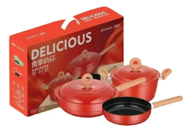 JUEGO DE BATERIA DE COCINA 5 PIEZAS ROCA VOLCANICA - 7