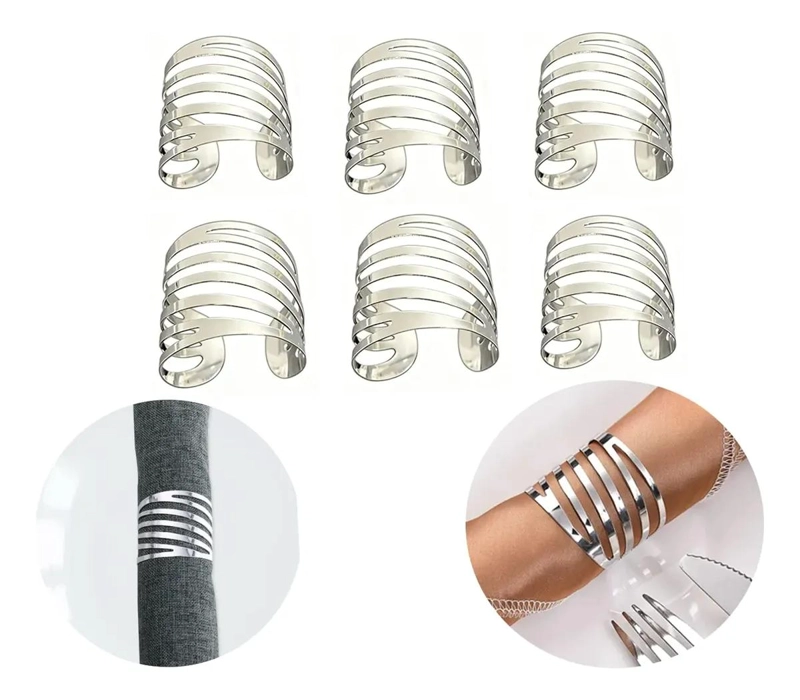 SET DE 6 ANILLOS DE METAL PARA SERVILLETAS ELEGANTES - 1